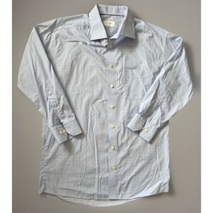 ETON Long Sleeve Button Down Dress Shirt Blue Purple Plaid 44-17.5 XL JBHS